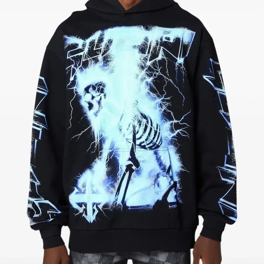 Худи с принтом "скелет с молнией"