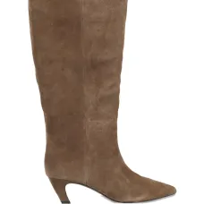 Фиолетовые ботильоны с заострённым носком, каблук 50 мм