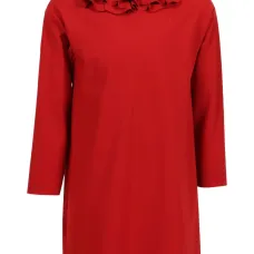 Платье с рюшами и длинными рукавами