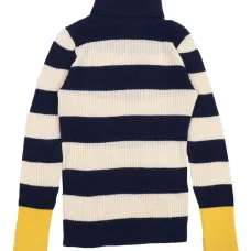 Полосатый свитер с воротником-стойкой