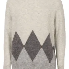 Джемпер с ромбовидным узором и круглым вырезом