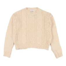 Джемпер с круглым вырезом и вязаным узором "косы"