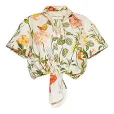 Рубашка с завязками и цветочным принтом