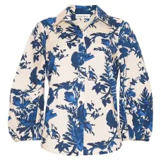 Топ с объемными рукавами и цветочным принтом