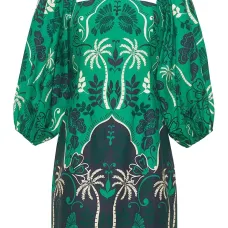 Платье мини с объемными рукавами