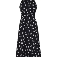 Платье в горох с вырезом халтер