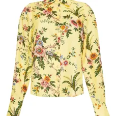 Льняная рубашка с цветочным принтом