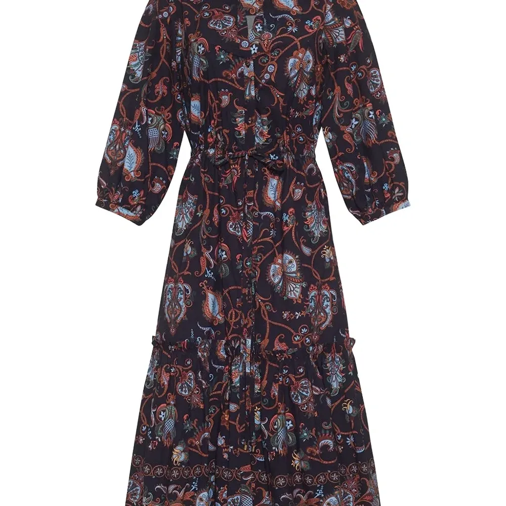 Ярусное платье миди Hutton с принтом