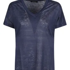 Льняная футболка с V-образным вырезом