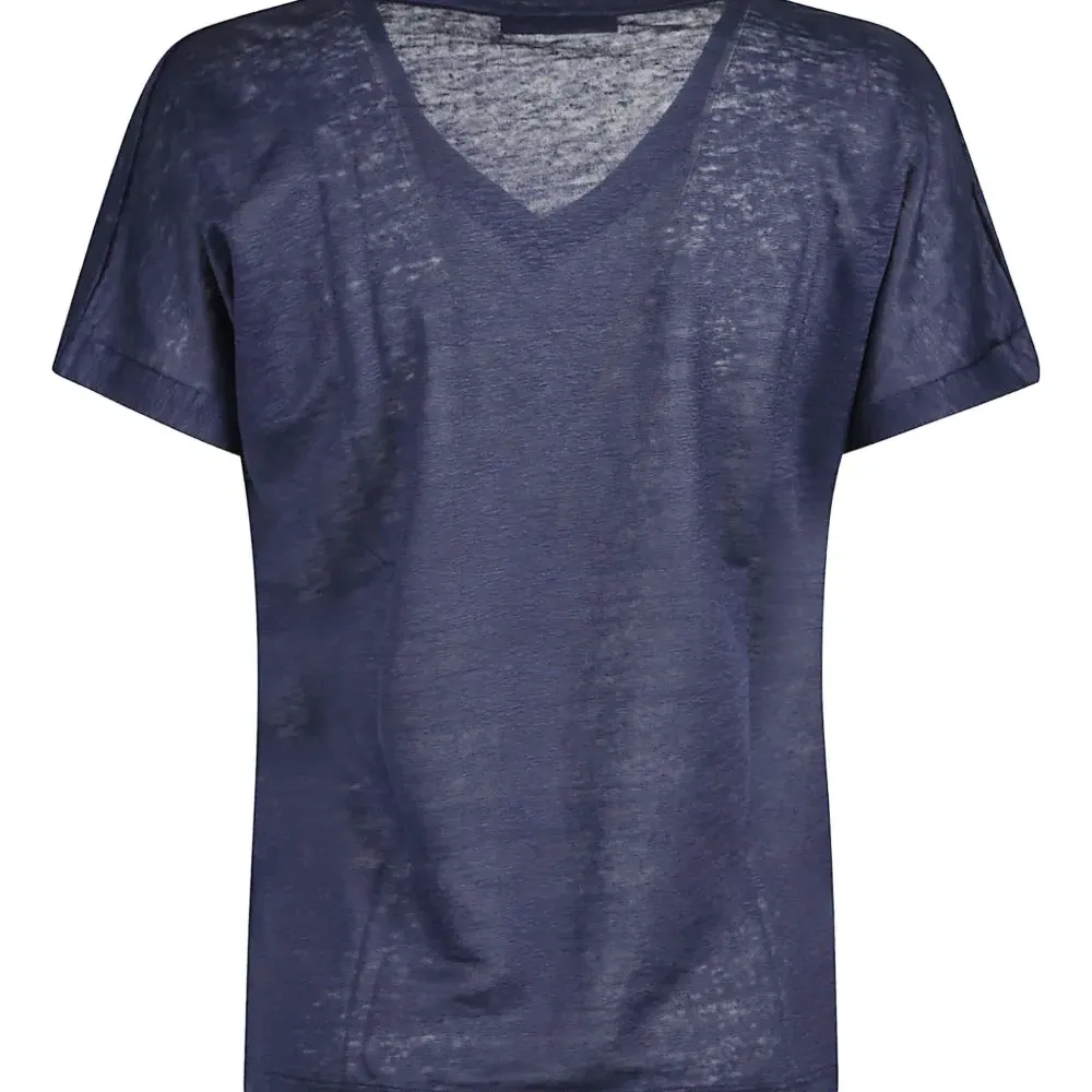 Льняная футболка с V-образным вырезом