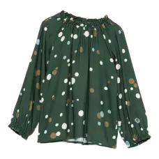 Блузка в горошек с рюшами