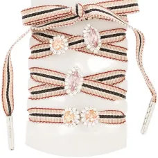 Шнурки в полоску с аппликацией из кристаллов