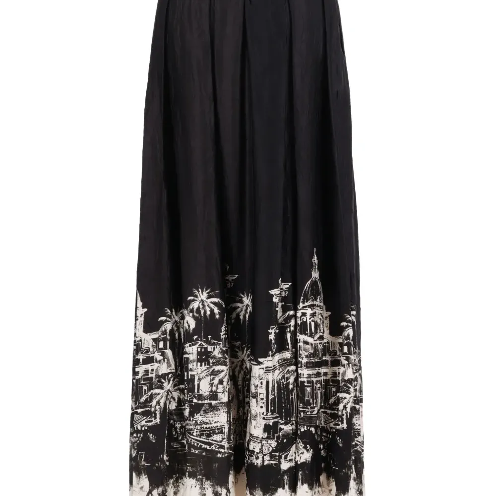 Плиссированная макси-юбка с принтом