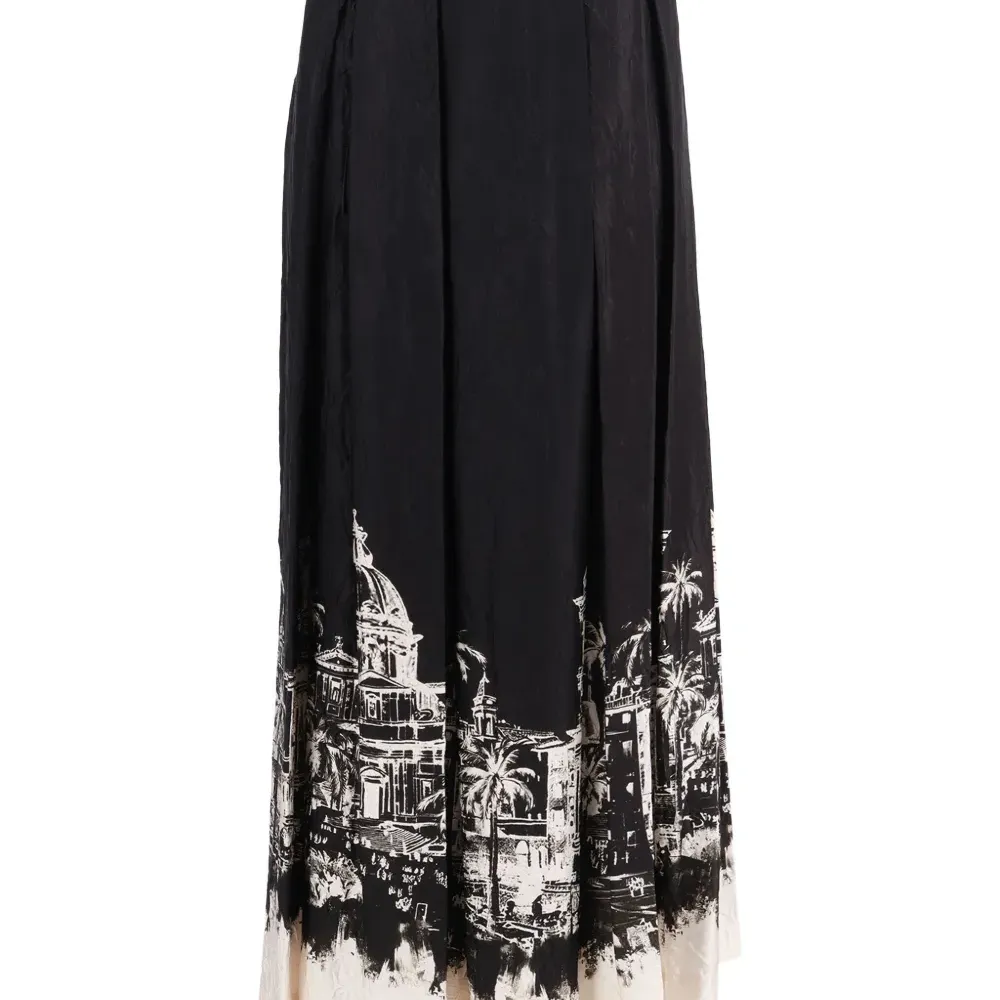 Плиссированная макси-юбка с принтом