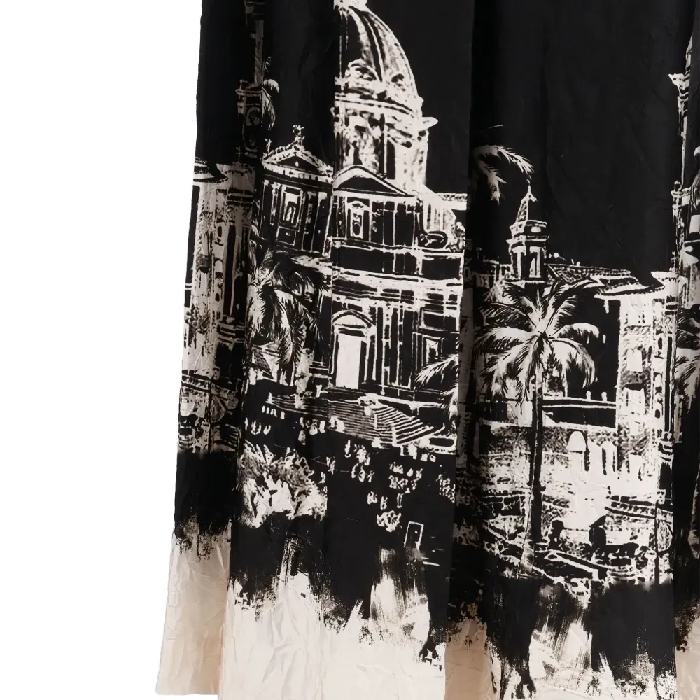 Плиссированная макси-юбка с принтом