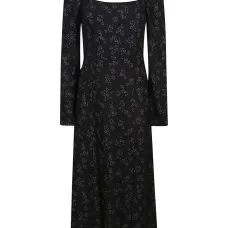 Платье с квадратным вырезом и цветочным принтом