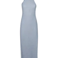 Вязаное миди-платье на бретельках через шею