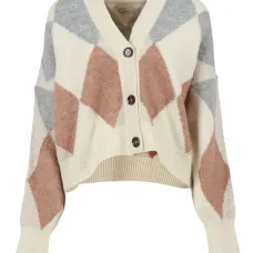 Кардиган из шерстяной смеси с ромбовидным узором