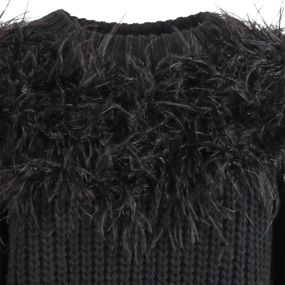 Рифлёный свитер с перьевым декором Рифлёный свитер с перьевым декором