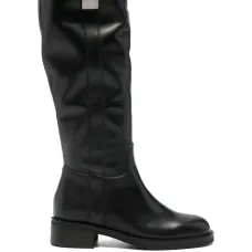 Кожаные ботинки с круглым носом