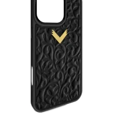 Чехол для iPhone 16 Pro с тиснением в виде цветов