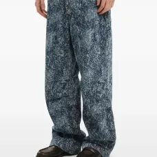 Джинсы из денима с мраморным принтом и изображением мастифа Джинсы из денима с мраморным принтом и изображением мастифа