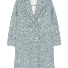 Двубортное пальто с узором шеврон