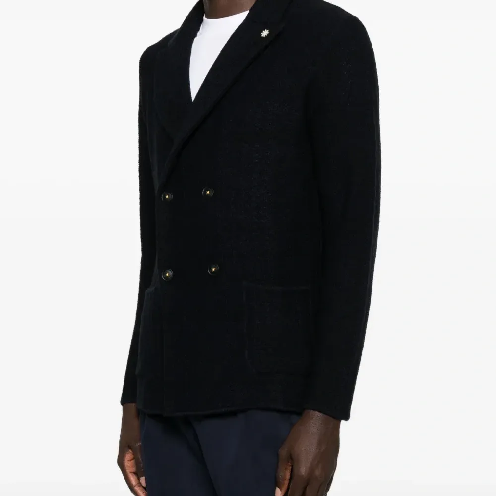 Вязаный двубортный пиджак