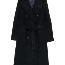 Двубортное пальто с поясом