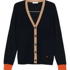 Кардиган из шерстяного смеси с контрастной отделкой