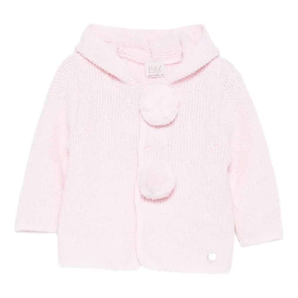 Кардиган с капюшоном и помпонами