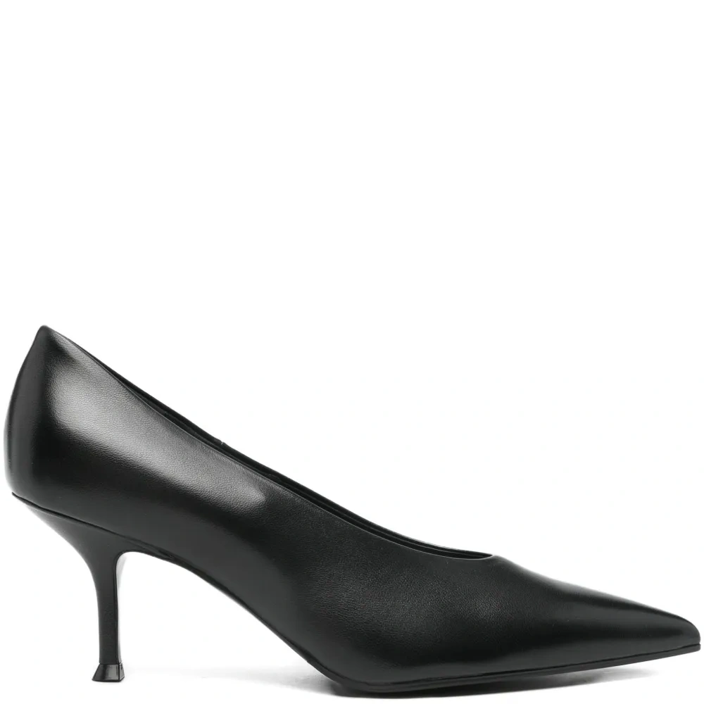 Туфли-лодочки из кожи на каблуке 75 мм