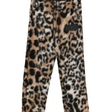 Брюки с леopardовым принтом и поясом на завязках Брюки с леopardовым принтом и поясом на завязках