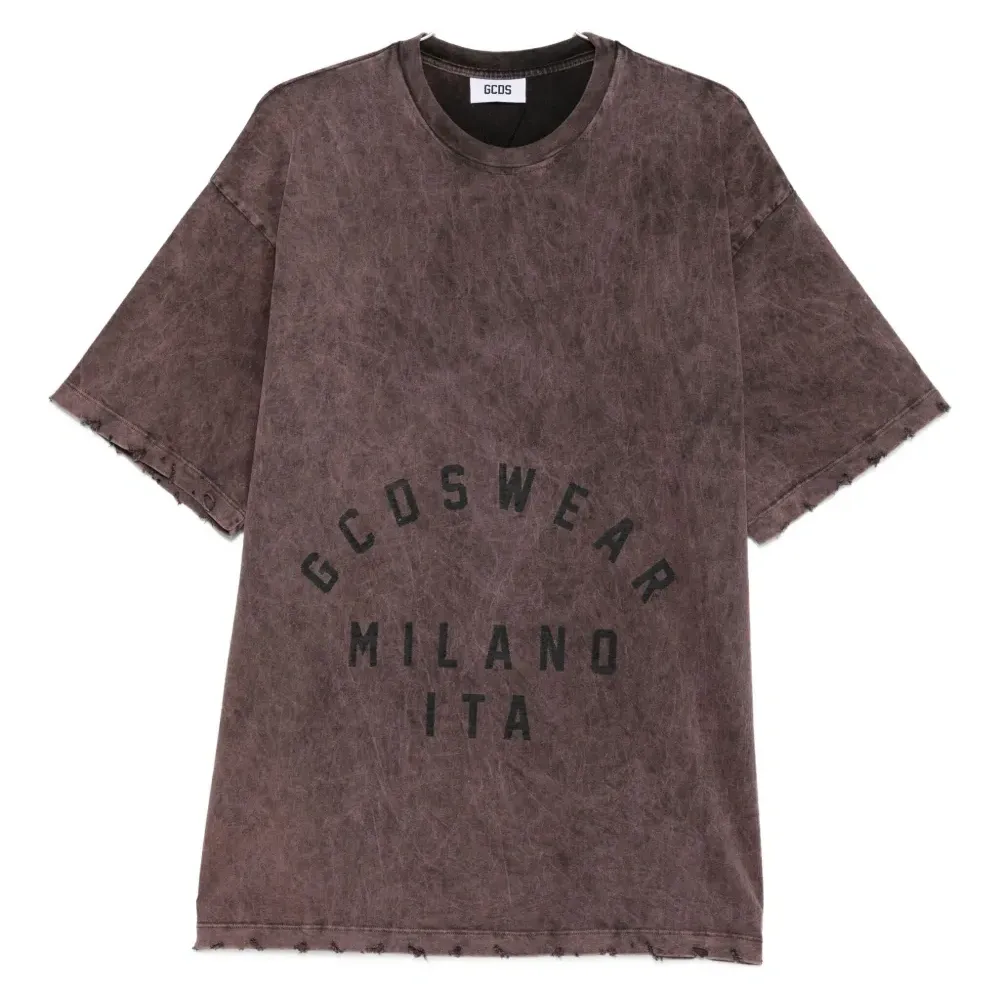 Футболка с принтом и эффектом потертости