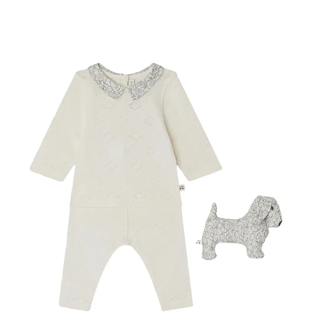 Комплект: комфортная одежда и брюки Denice с цветочным воротником для собаки