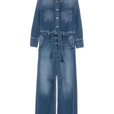Джинсовый комбинезон с поясом