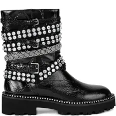 Байкерские ботинки с несколькими ремнями, украшенные кристаллами Байкерские ботинки с несколькими ремнями, украшенные кристаллами