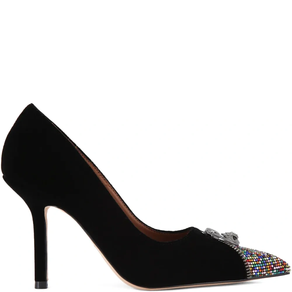 Туфли-лодочки на каблуке 95 мм с декоративной молнией