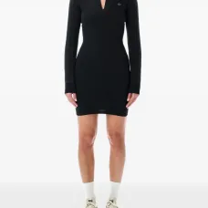 Мини-платье с длинными рукавами и V-образным вырезом