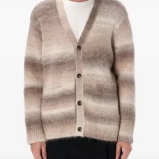 Полосатый кардиган с V-образным вырезом Полосатый кардиган с V-образным вырезом