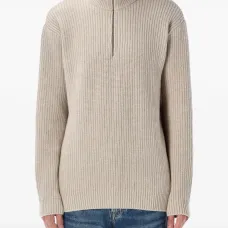 Свитер в рубчик с воротником на молнии