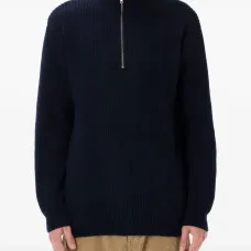 Свитер в рубчик с воротником на молнии