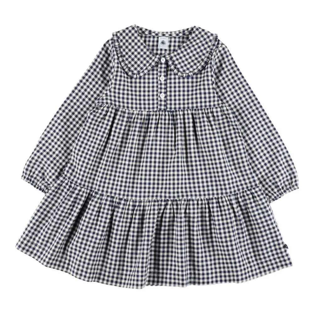Платье в клетку гингем с оборками
