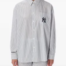 Полосатая рубашка с логотипом Yankees в стиле с засечками