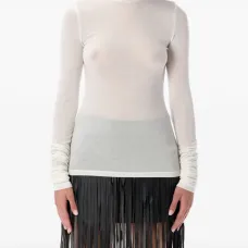 Топ с воротником-стойкой и сборкой