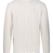 Кабельный вязаный свитер с рваными краями Кабельный вязаный свитер с рваными краями