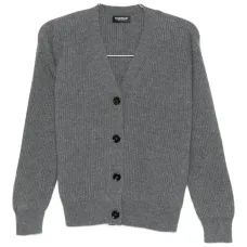 Кардиган с V-образным вырезом и рубчатой вязкой Кардиган с V-образным вырезом и рубчатой вязкой