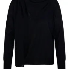 Свободный свитер с драпированным воротником-качелью