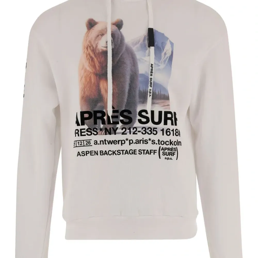 Худи с принтом в виде медведя и кулиской