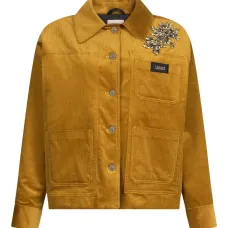 Пиджак с накладными карманами, украшенными драгоценностями